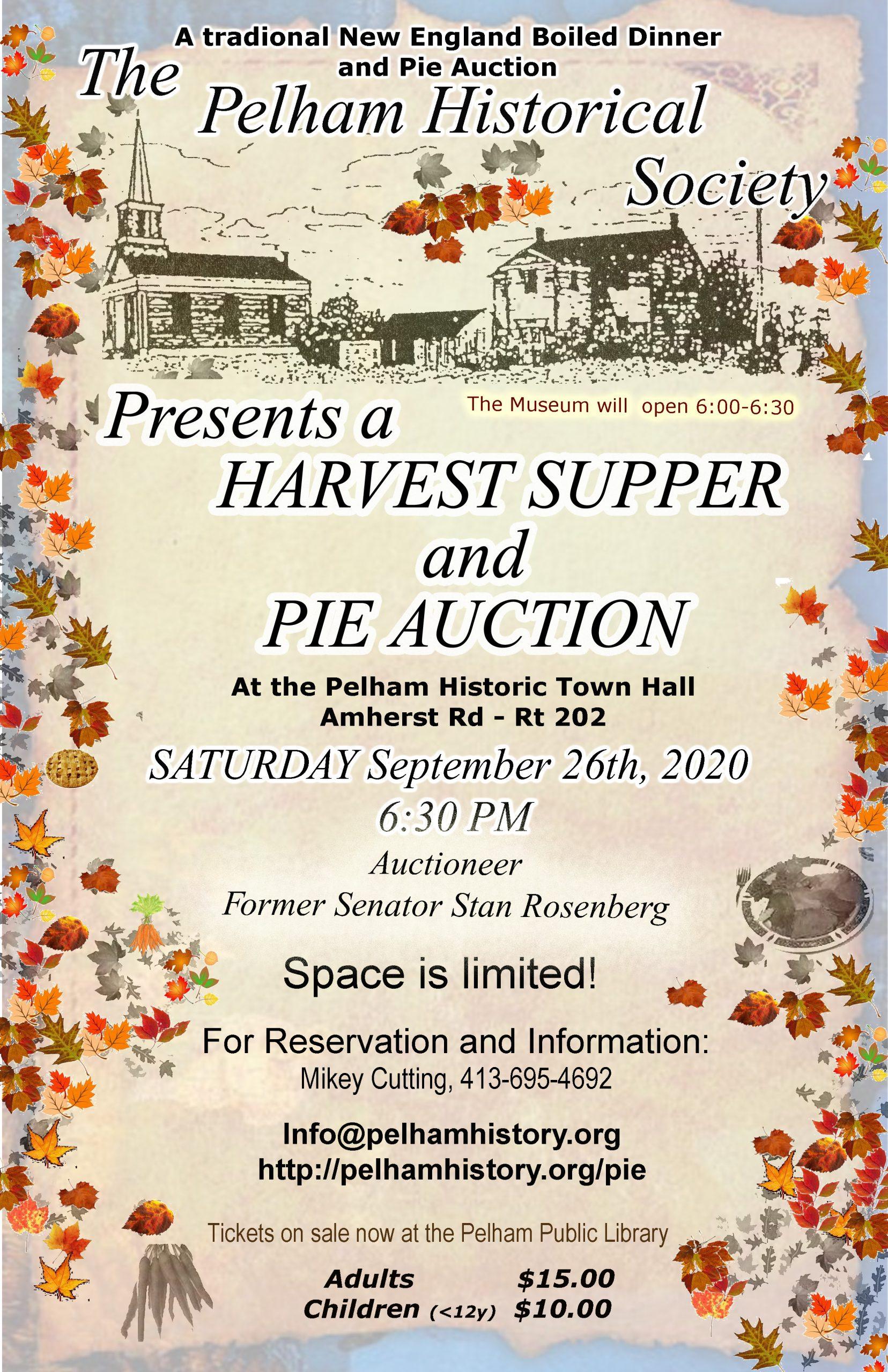 Harvest Supper and Howard D. Barnes Memorial Pie Auction